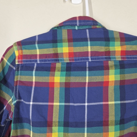 Boden Kids Blue Plaid Flannel Button Up Long Sleeve 2-3Y 100% Cotton Pockets - Picture 6 of 6